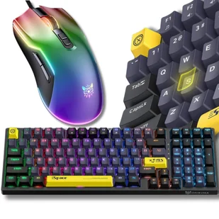 ZESTAW GAMINGOWY Klawiatura mechaniczna + Myszka RGB - Prezent dla GRACZA - Zestawy myszka + klawiatura - miniaturka - grafika 1