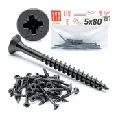 Wkręty - Wkręty do drewna uniwersalne czarne 5x80mm 20szt. - miniaturka - grafika 1