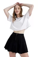 Koszulki i topy damskie - DeFacto Damska koszulka oversize Crop Tops – klasyczna koszulka basic dla kobiet – wygodna koszulka oversize dla kobiet, biały, M - miniaturka - grafika 1