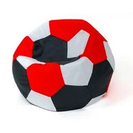 Fotele i pufy dla dzieci - Pufa worek GO GIFT Piłka 1 Biało-czarno-czerwony XL 120 cm - miniaturka - grafika 1