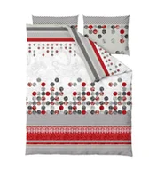 Pościel - Pościel bawełniana 160x200 Merino szara czerwona biała ornamenty paski Gold Zaratex - miniaturka - grafika 1