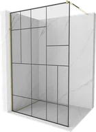Ścianki i drzwi prysznicowe - Mexen Kioto ścianka prysznicowa Walk-in 120 x 200 cm, czarny wzór 8 mm, złota - 800-120-101-50-78 - miniaturka - grafika 1