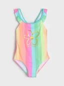 Stroje kąpielowe dla dziewczynek - Sinsay - Jednoczęściowy kostium kąpielowy z falbanką - wielobarwny - miniaturka - grafika 1