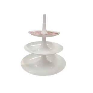 Patera Na Ciasto, Owoce Trzy Poziomowa Biała - Tace i patery - miniaturka - grafika 1