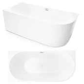 Wanny - "CORCIANO Wanna wolnostojąca przyścienna NAROŻNA CRETE LEWA 170 x 80 cm biała system przelewowy AKCESORIA BIAŁE" - miniaturka - grafika 1