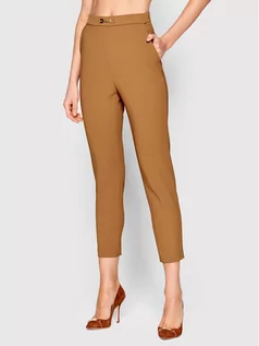 Spodnie damskie - Elisabetta Franchi Spodnie materiałowe PA-010-21E2-V280 Brązowy Slim Fit - grafika 1
