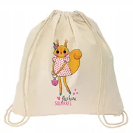 Plecaki worki - WOREK BEŻOWY BAWEŁNIANY NA PREZENT ZWIERZĄTKA FASHION SQUIRREL WZORY - miniaturka - grafika 1