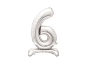 Balony i akcesoria - Balon foliowy stojący cyfra 6 srebrny - 76 cm - 1szt. - miniaturka - grafika 1