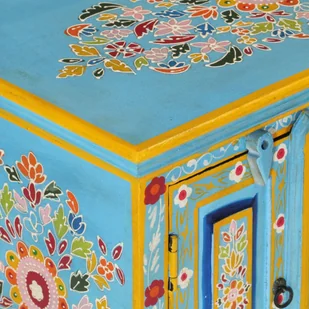 Szafka pod TV, niebieska, 110x30x40 cm, lite drewno mango Lumarko! - Szafki RTV - miniaturka - grafika 7