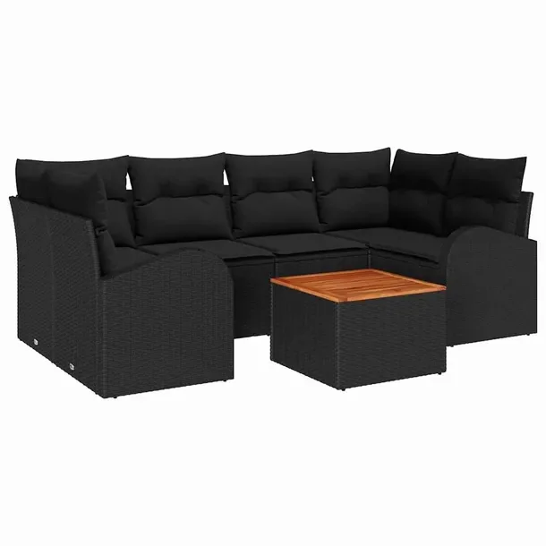 Zestaw Mebli Ogrodowych Modularnych z Polirattanu, Czarny, 55x55x37 cm