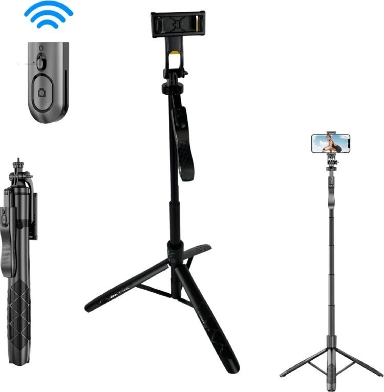 Selfie Stick + Statyw do telefonu 2w1 z pilotem 153 cm