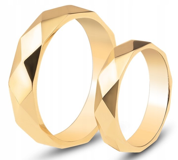 KOMPLET DIAMENTOWANYCH ZŁOTYCH OBRĄCZEK FEDE GEOMETRICA 585 14KT