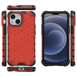 Honeycomb etui pancerny pokrowiec z żelową ramką iPhone 13 mini czerwony - Etui i futerały do telefonów - miniaturka - grafika 2