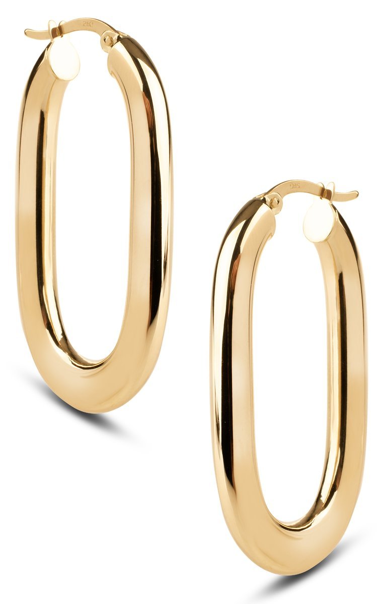 PIĘKNE ZŁOTE KLASYCZNE WISZĄCE KOLCZYKI OWALNE SIMPLE NA ZATRZASK 14KT 585