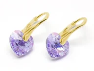 Kolczyki - Kolczyki pozłacane srebro 925 z kryształami Swarovski Serca 10mm Violet AB - miniaturka - grafika 1