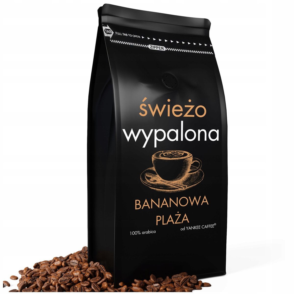 Kawa ziarnista Do ekspresu 1kg ŚWIEŻO PALONA 100% Arabica smakowa BANANOWA