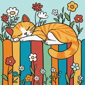 Malowanie po numerach - Malowanie po numerach - Kot na ogrodzeniu Kids - miniaturka - grafika 1