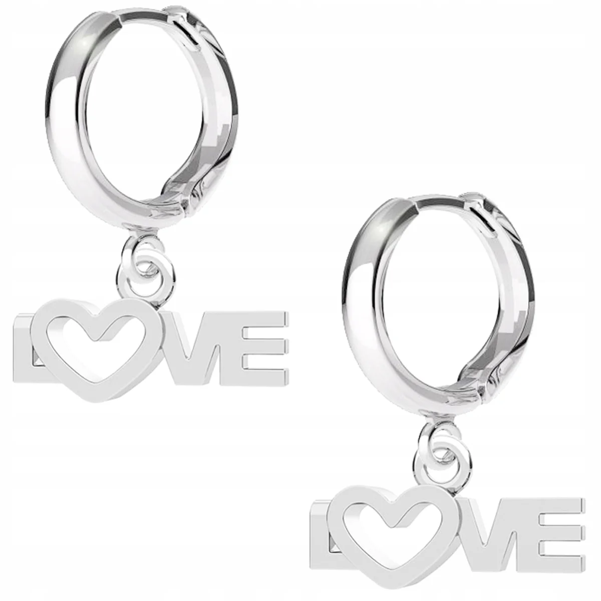Kolczyki Pozłacane Love Napis Litery L O V E Kocham Cię SREBRO 925