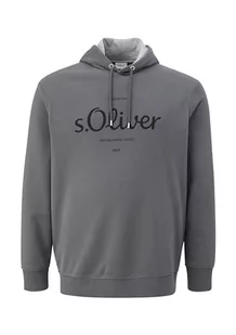 s.Oliver Big Size męska bluza z logo z kapturem, szara, 4XL, szary, 4XL - Bluzy męskie - miniaturka - grafika 1