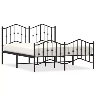 Metalowa rama łóżka z wezgłowiem i zanóżkiem, czarna, 140x190cm Lumarko! - Łóżka - miniaturka - grafika 3