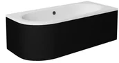 Wanny - Czarno-biała wanna asymetryczna akrylowa z obudową Avita Besco 170 cm Prawa - miniaturka - grafika 1