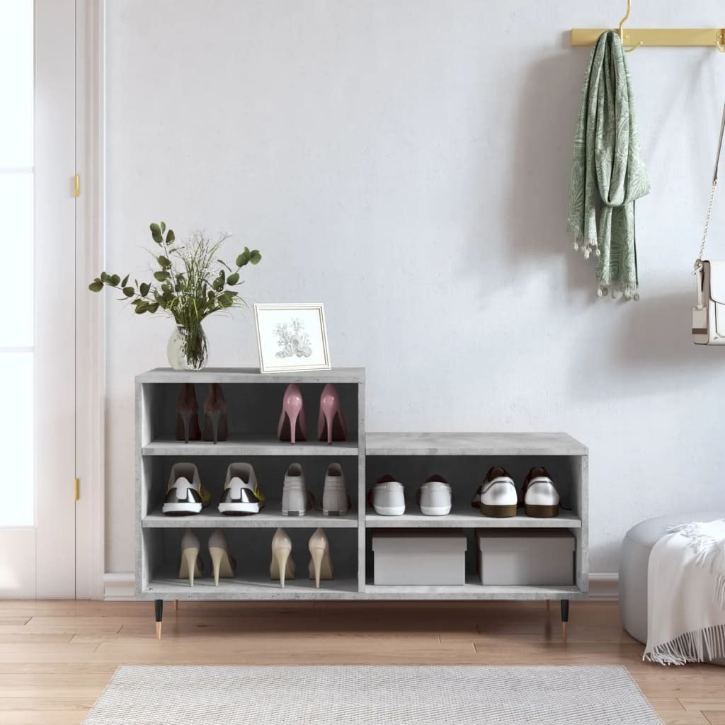 Stojak na buty betonowy szary 102x36x60 cm materiał drewnopochodny