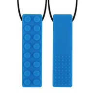 Zabawki sensoryczne - Gryzak Logopedyczny Terapeutyczny Naszyjnik Klocek Niebieski - miniaturka - grafika 1