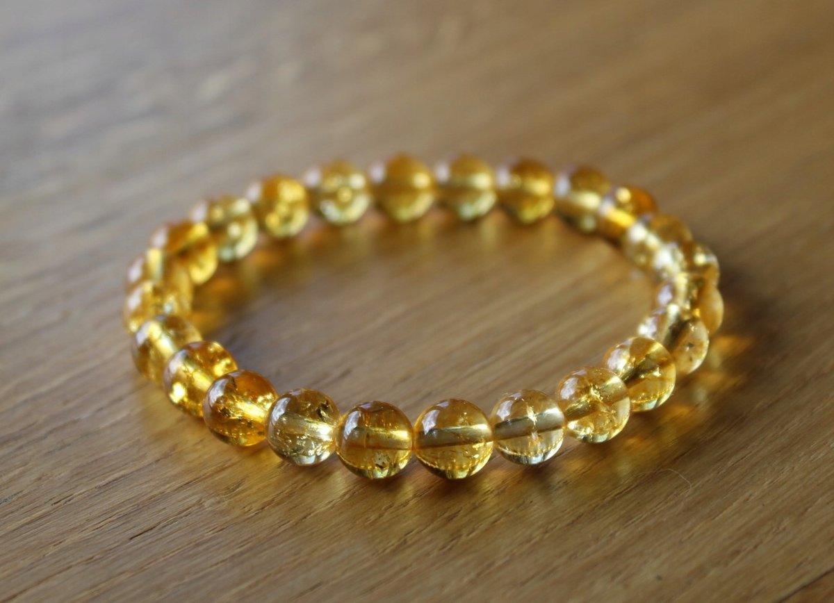 Bransoletka KWARC żółty kule 8mm gumka agalag, bez marki, AG00000803