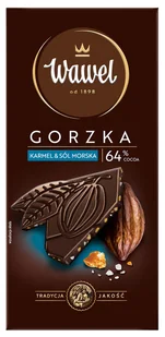 Czekolada Premium Gorzka 64% cocoa Karmel i sól Wawel 90g - Czekolada - miniaturka - grafika 1