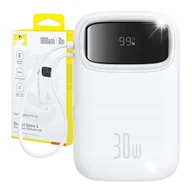 Powerbanki - Powerbank Baseus Powerbank Baseus QPow 2 30W 10000mAh z wbudowanymi kablami USB-C biały - miniaturka - grafika 1