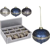 Bombki - Bombka w kształcie cebulki zdobiona złotym brokatem 8 cm mix - miniaturka - grafika 1