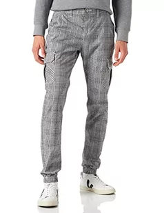 Urban Classics AOP Glencheck Cargo Jog spodnie męskie z delikatnym wzorem w kratkę w 3 kolorach, rozmiary S - 5XL, biały/czarny, XXL - Spodnie męskie - miniaturka - grafika 1