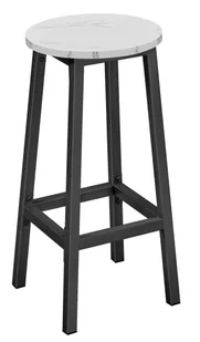 Nowoczesny hoker z podnóżkiem marmur + czarny S8-P89 - Taborety i hokery - miniaturka - grafika 1