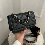 Torebki damskie - TEMU Retro Torba na Ramię dla Kobiet w 4 Kolorach (Biały/Czarny/Różowy/Brązowy) - Regulowany Szeroki Pasek, Złote Ozdoby i Zapinka, Casualowa Torebka - miniaturka - grafika 1