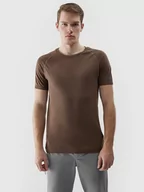 Koszulki sportowe męskie - 4F Koszulka w kolorze jasnobrązowym do biegania - miniaturka - grafika 1