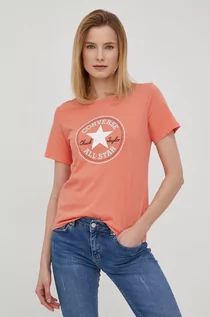 Koszulki i topy damskie - Converse t-shirt bawełniany kolor pomarańczowy - grafika 1