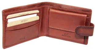 Portfel Męski Skórzany EL FORREST Mały Z Zapinką Skóra Bydlęca Poziomy 916 R 29 RFID BRĄZOWY 11 x 8 x 2 [cm] - Portfele - miniaturka - grafika 5