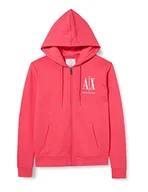 Bluzy damskie - Armani Exchange Damska bluza z kapturem z boku z logo kontrastu, zapinana na zamek błyskawiczny, z kapturem, mała bluza z kapturem, Najważniejsze cechy:, S - miniaturka - grafika 1