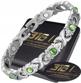 Bransoletki - SREBRNA ZDROWOTNA BRANSOLETKA DAMSKA MAGNETYCZNA MOC Z CYRKONIAMI ORYGINAŁ - miniaturka - grafika 1