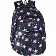 Plecaki szkolne i tornistry - PLECAK SZKOLNY DLA DZIEWCZYNKI MŁODZIEŻOWY CZARNY W GWIAZDKI GWIAZDY CP - miniaturka - grafika 1