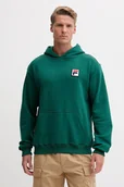 Bluzy męskie - Fila bluza Borgholm męska kolor zielony z kapturem gładka FAU0148 - miniaturka - grafika 1