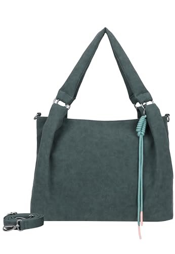 Fritzi Sue03 Suede Jacky Soft Shopper torebka damska ze sztucznej skóry, festiwal, miasto, wegańska, zamszowa, z zamkiem błyskawicznym, 28,5 x 40 x 12 cm, antracytowa, zielona, brązowa, szaroniebieska