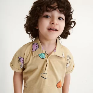 Reserved - T-shirt polo SmileyWorld® - Beżowy - Koszulki dla chłopców - miniaturka - grafika 1