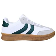 Trampki męskie - Buty Trampki Z Ekologicznej Skóry Modne Stylowe Klasyczne Wygodne Retro Męskie Biało Zielone Grumi 44 - miniaturka - grafika 1