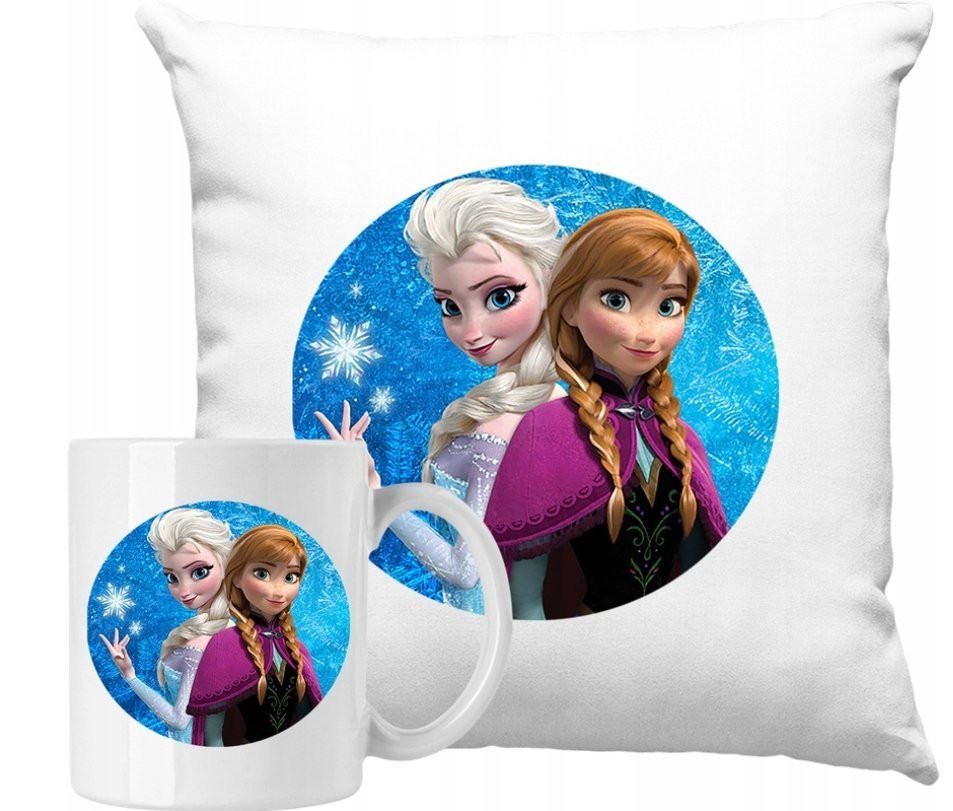 ZESTAW PODUSZKA + KUBEK Frozen Anna Elsa Pomysł Na Prezent +IMIĘ