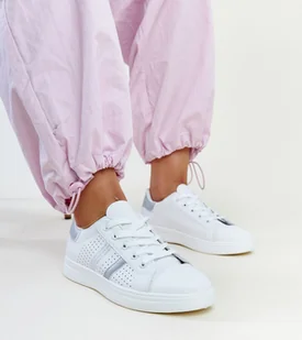 Biało-srebrne sneakersy eko skóra Berdine-38 - Sneakersy damskie - miniaturka - grafika 1