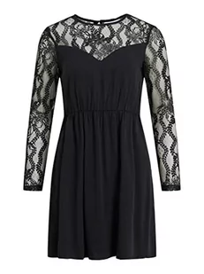 Vila Sukienka damska VISUVITA O-Neck L/S LACE Dress/SU/BF, czarna, 44, czarny, 44 - Sukienki - miniaturka - grafika 1