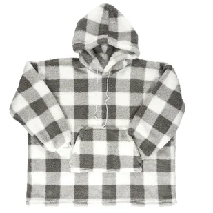 Bluza ocieplana długa/ snuddie w kratę szara/biała - Bluzy damskie - miniaturka - grafika 1