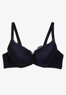 Biustonosze - Granatowy Biustonosz Full Cup Ozdobiony Koronką i Kokardką Tenuta - miniaturka - grafika 1