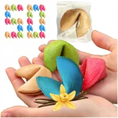 Pieczywo chrupkie - CIASTECZKA Z WRÓŻBĄ Podziękowania na WESELE URODZINY Kolorowe MIX 50 sztuk - miniaturka - grafika 1